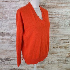 Cashmere Charter Club Luxury Orange Long Sleeve V-Neck Cashmere Pullover Sweater